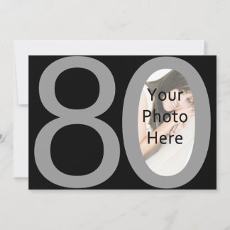 Big 8-0 Photo Birthday Party Invitations