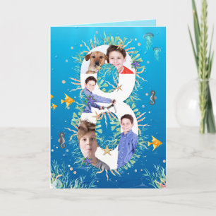 Big 8th Birthday Under The Sea Photo Collage Card