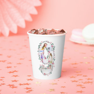 Big 9th Birthday Girl Photo Collage Pink Flower Paper Cups