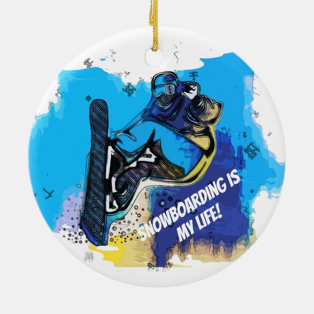 Big Air Jumps! - Snowboarding Fool Ceramic Ornament (Back)