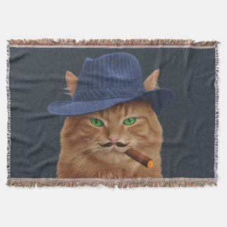 Big Al "The Paw-Father" Cat Woven Throw Blanket