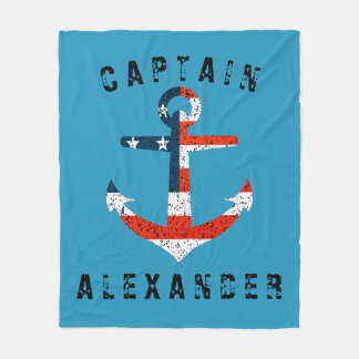 Big American Flag Anchor  Fleece Blanket
