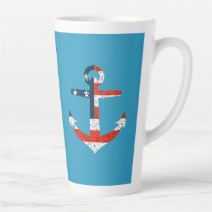Big American Flag Anchor Latte Mug