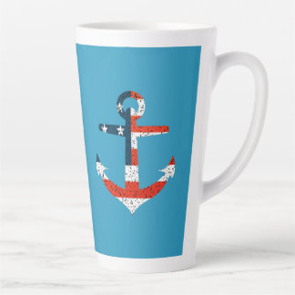 Big American Flag Anchor  Latte Mug
