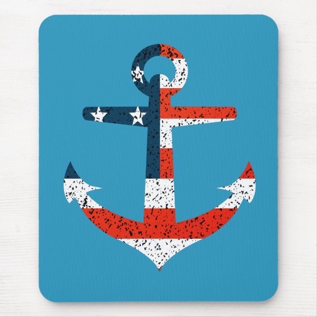 Big American Flag Anchor  Mouse Pad (Front)