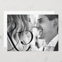 Big Ampersand Black Whit Save the Date Photo Card