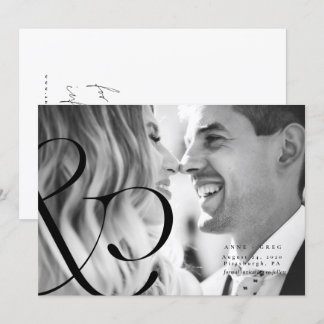 Big Ampersand Black Whit Save the Date Photo Card
