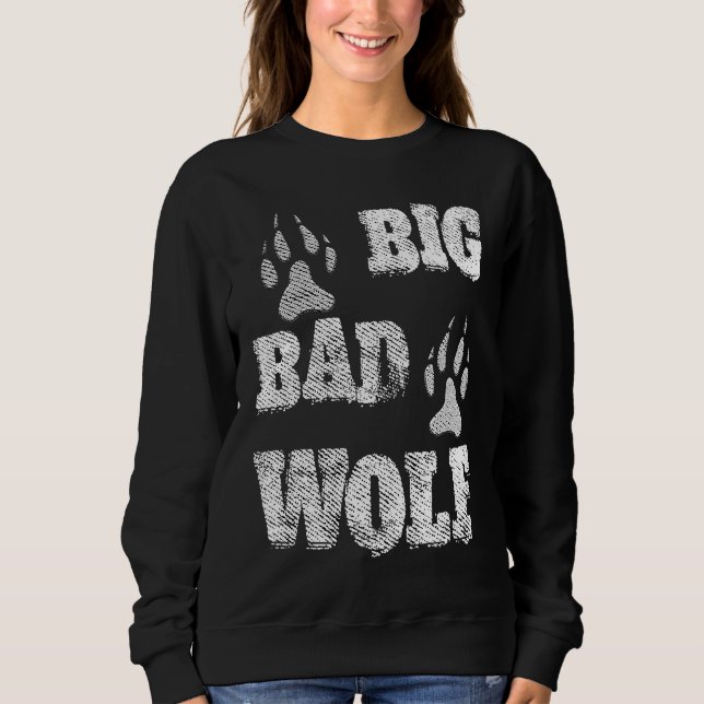 BIG and evil wolf disstressed paw print Sweatshirt (Front)