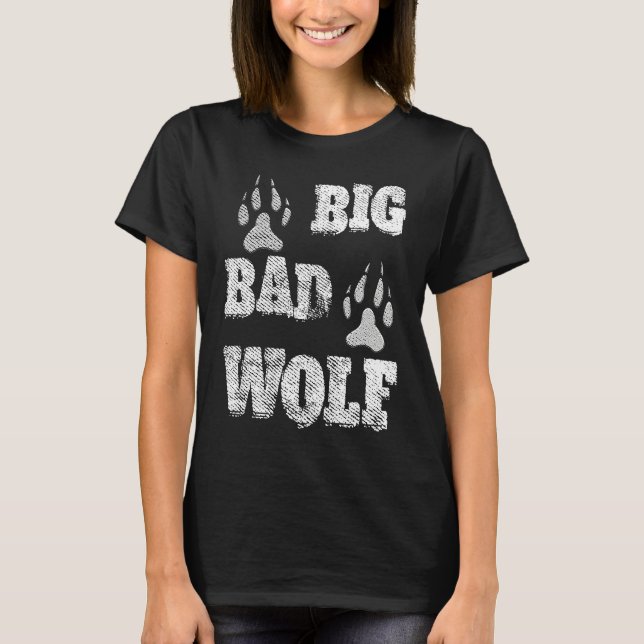 BIG and evil wolf disstressed paw print T-Shirt (Front)
