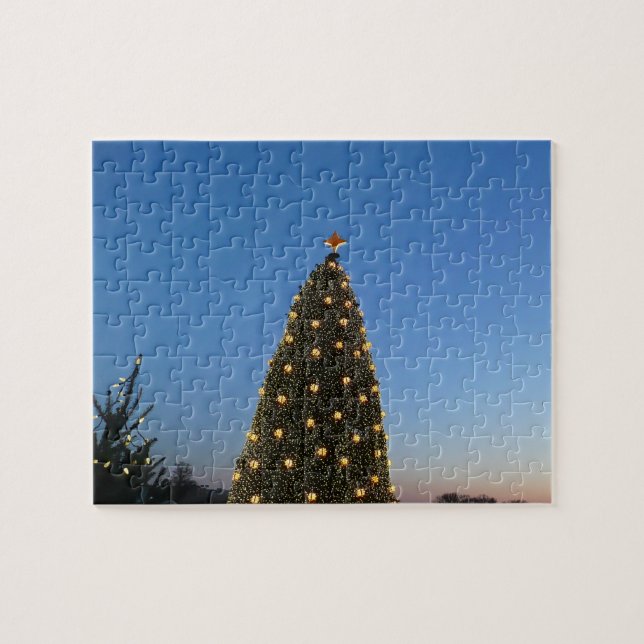 Big and Little Christmas Trees I Holiday Sunset Jigsaw Puzzle (Horizontal)