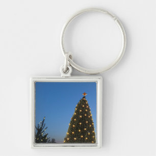 Big and Little Christmas Trees I Holiday Sunset Key Ring