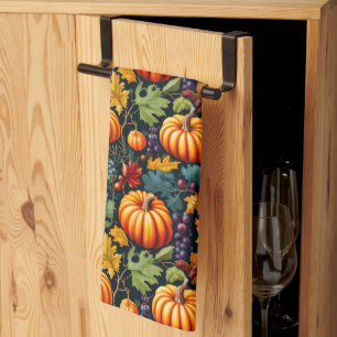Big and Little Fall Pumpkins Tea Towel