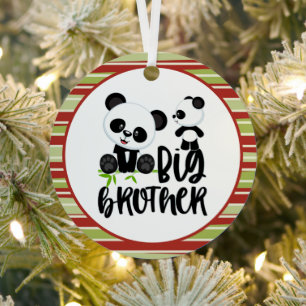 Big and Small Cute Pandas with Big Brother Quote Metal Tree Decoration