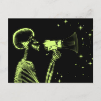 Big Announcement X-Ray Skeleton - Lime Green Postcard