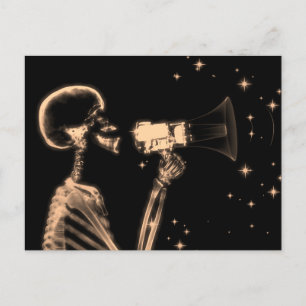 Big Announcement X-Ray Skeleton - Orange Postcard
