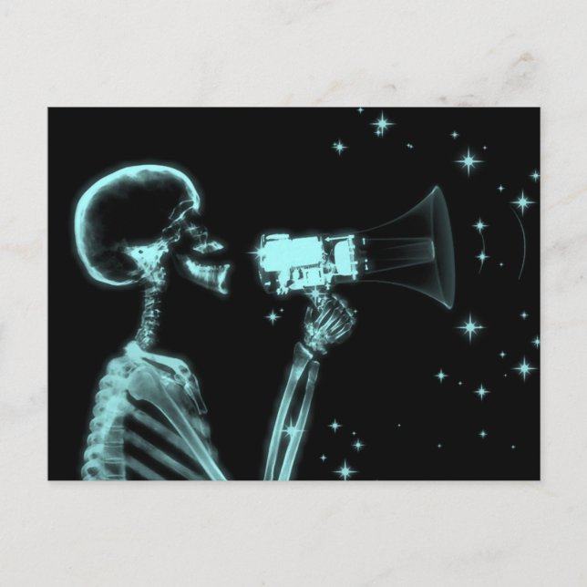 Big Announcement X-Ray Skeleton - Teal Postcard (Front)