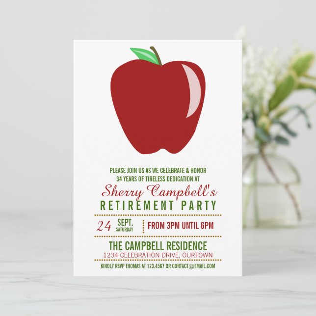 Big Apple Teacher Retirement Party Invitations (Standing Front)