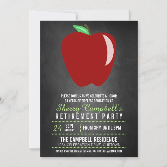 Big Apple Teacher Retirement Party Invitations (Front)