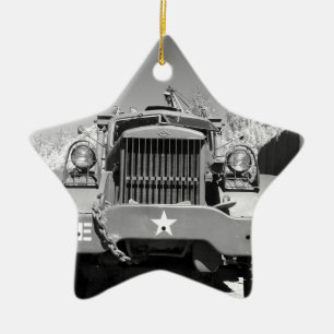 Big Army Truck Ceramic Tree Decoration