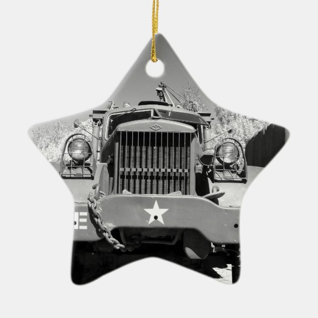 Big Army Truck Ceramic Tree Decoration (Front)