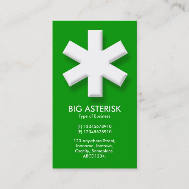 Big Asterisk - Green (009900) Business Card (Front)