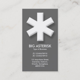 Big Asterisk - Grey Business Card