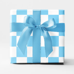 Big Baby Blue and White Chequered Wrapping Paper