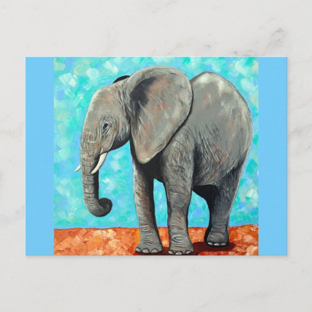 Big Baby Elephant Painting Postcard (Front)