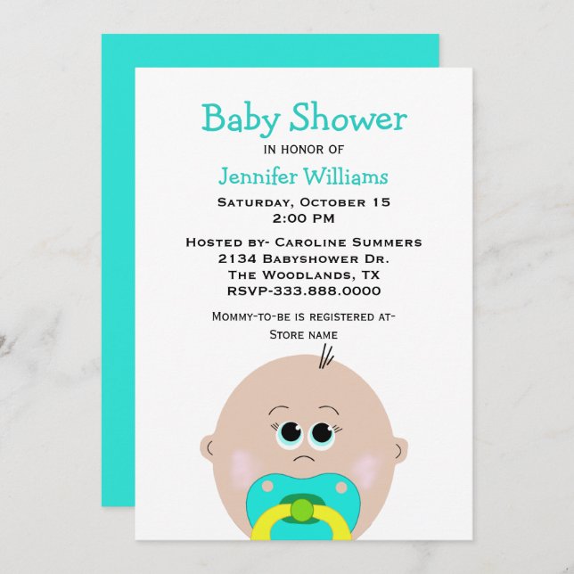 Big Baby Face Baby Shower Invitation (Front/Back)
