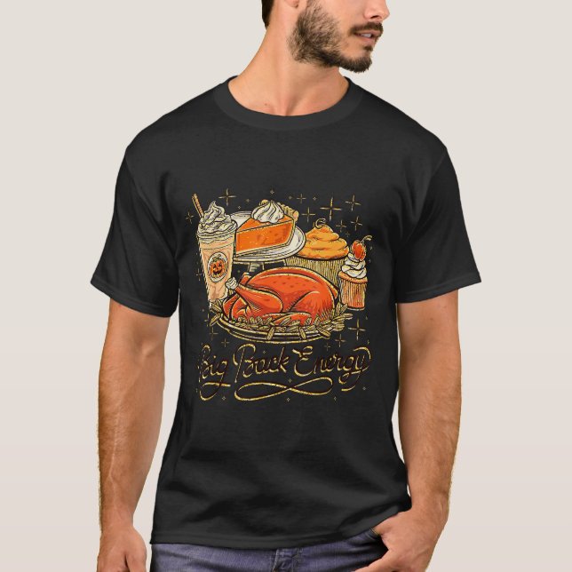 Big Back Energy Retro Leg Day Turkey Funny Thanksg T-Shirt (Front)