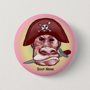 Big Bad Monkey Pirate  6 Cm Round Badge