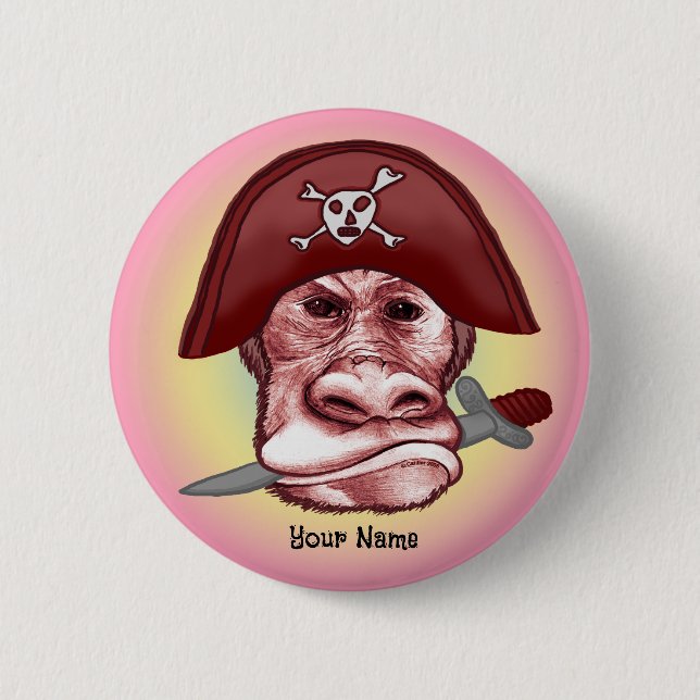 Big Bad Monkey Pirate  6 Cm Round Badge (Front)