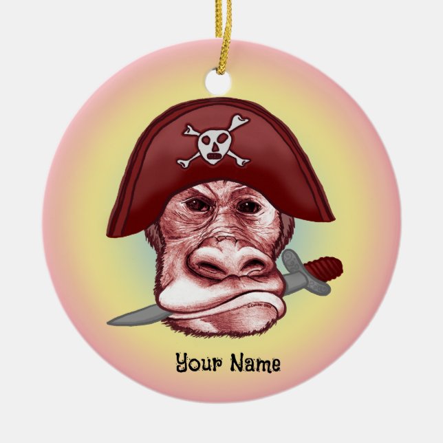 Big Bad Monkey Pirate  Ceramic Ornament (Front)