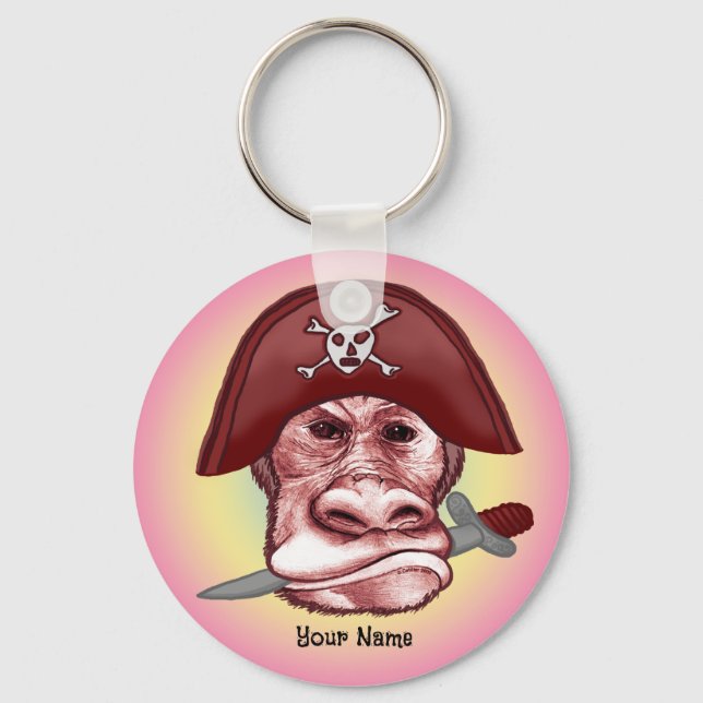 Big Bad Monkey Pirate  Key Ring (Front)