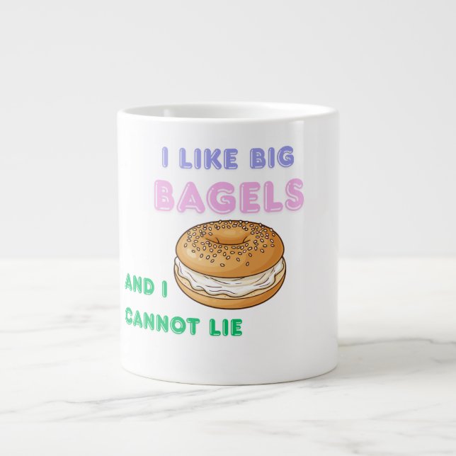 Big Bagels Funny Breakfast Shirt Large Coffee Mug (Front)