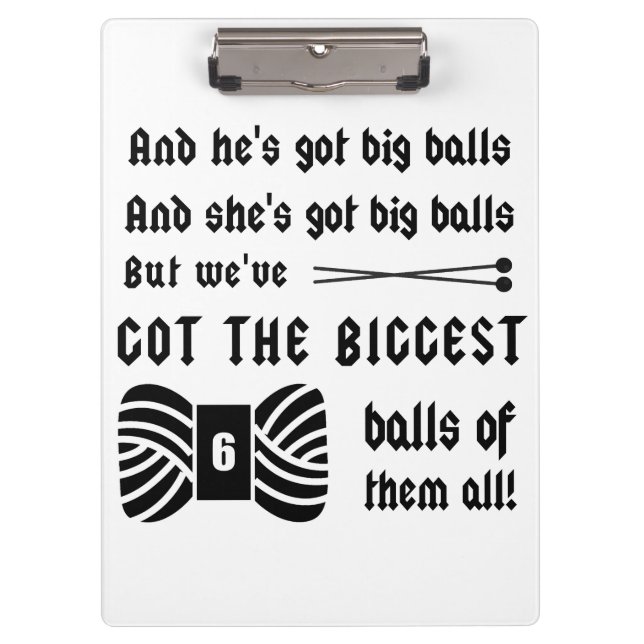 Big Balls of Yarn • Knitting Crafts Clipboard (Front)