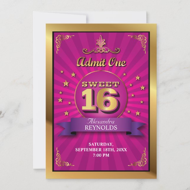 Big Bash Pink Sweet 16 Invitation (Front)