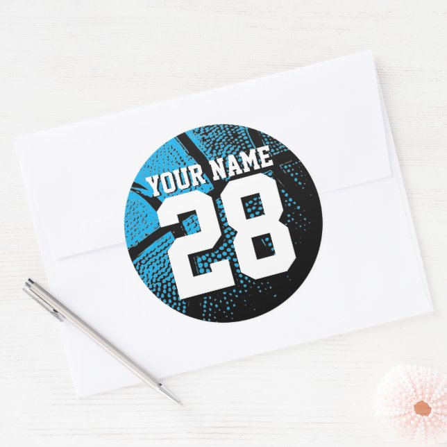 Big basketball stickers with custom jersey number (Envelope)