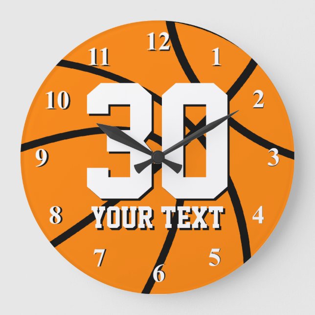 Big basketball wall clock with large numbers (Front)