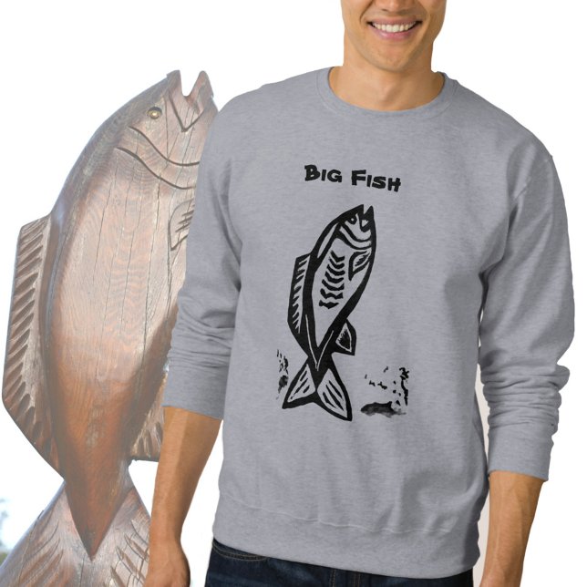 Big Bass Fish Primitive Art Sweatshirt (Creator Uploaded)