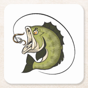 Big Bass Mouth Square Paper Coaster