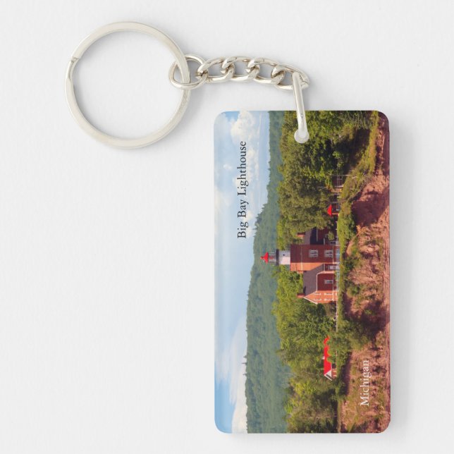 Big Bay Lighthouse from water acrylic key chain (Front)