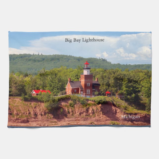 Big Bay Lighthouse from water kitchen towel (Horizontal)