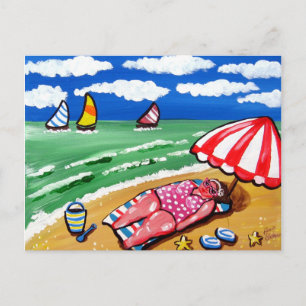 Big Beach Diva Sunbather Post Card