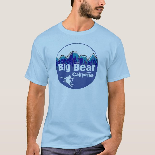 Big Bear California blue skier guys tee (Front)