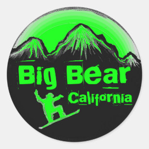 Big Bear California green snowboard stickers