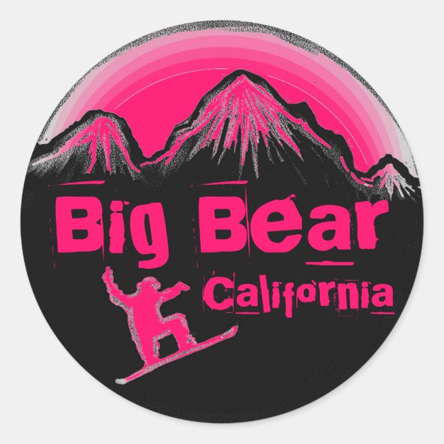 Big Bear California pink snowboard stickers (Front)