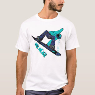 Big Bear California teal blue snowboard guys tee