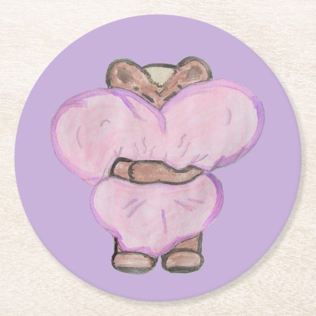 Big Bear Hug. Round Paper Coaster (Front)