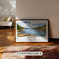 Big Bear Lake California Poster, Watercolor